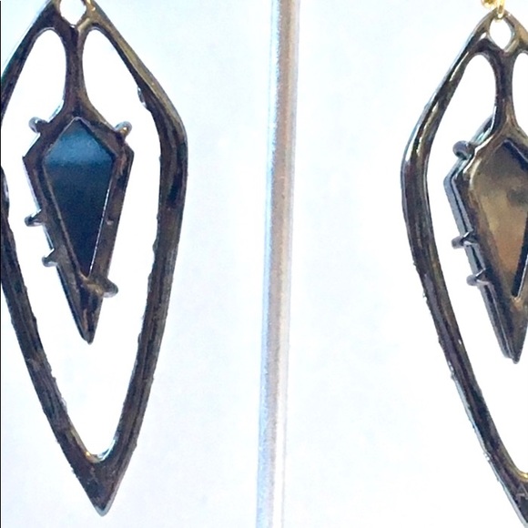 ALEXIS BITTAR NEW Open Kite Dark Gunmetal Smoke Blue Swarovski Crystals Earrings - Picture 6 of 13
